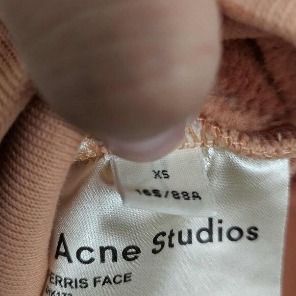 Acne Studios Sweater Womens XS Peach Ferris Face Hoodie Oversized Pullover - Picture 5 of 11